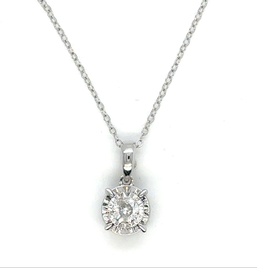 14K White Gold Natural Diamond Pendant Necklace 0.51ctw G I2 Hidden Halo 18" (view 2)