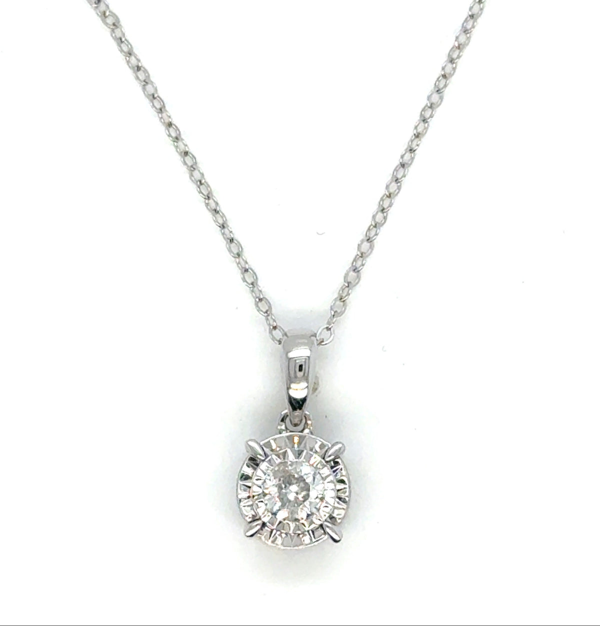 14K White Gold Natural Diamond Pendant Necklace 0.51ctw G I2 Hidden Halo 18" (view 2)