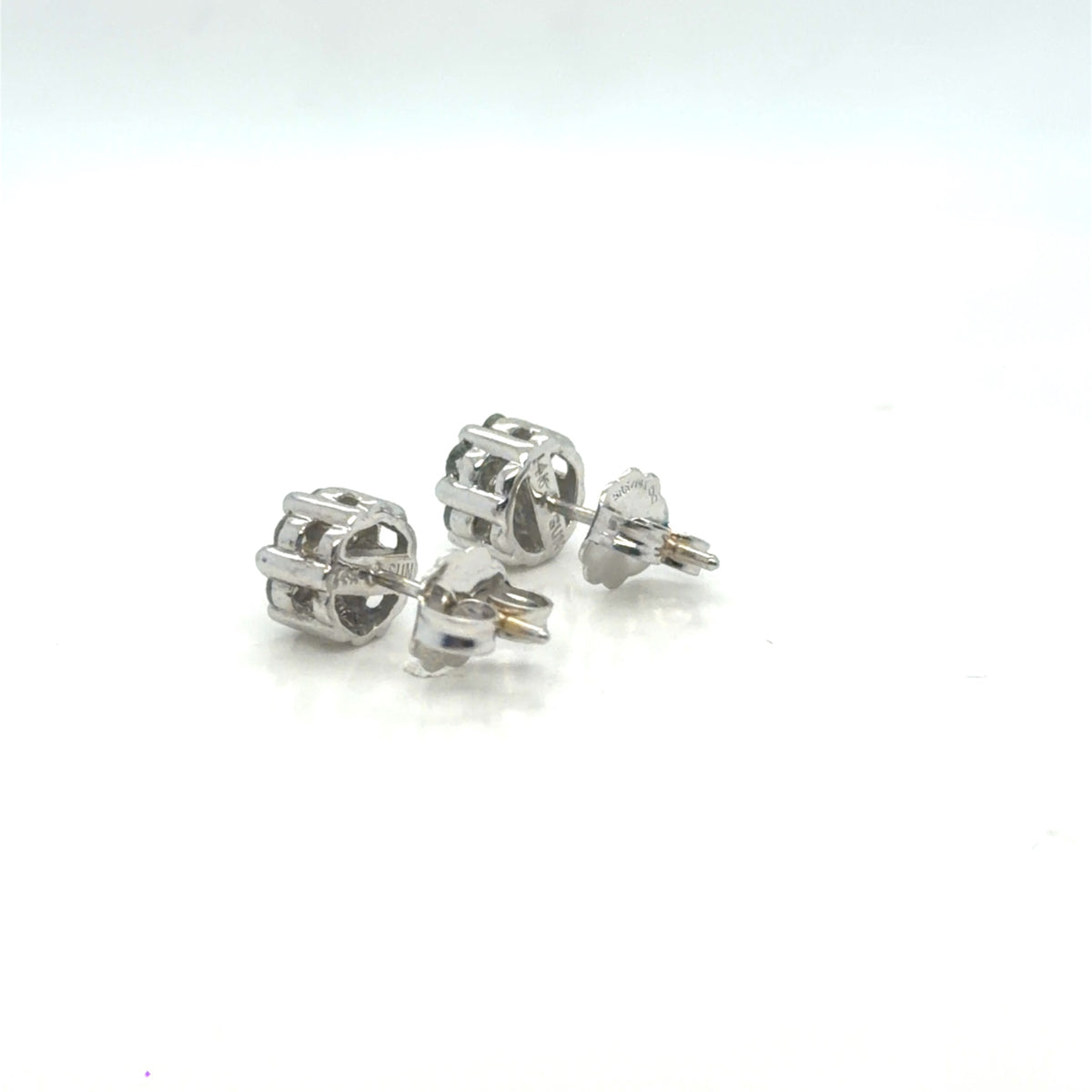 14K White Gold Natural Diamond Cluster Stud Earrings 0.53 ctw (view 3)