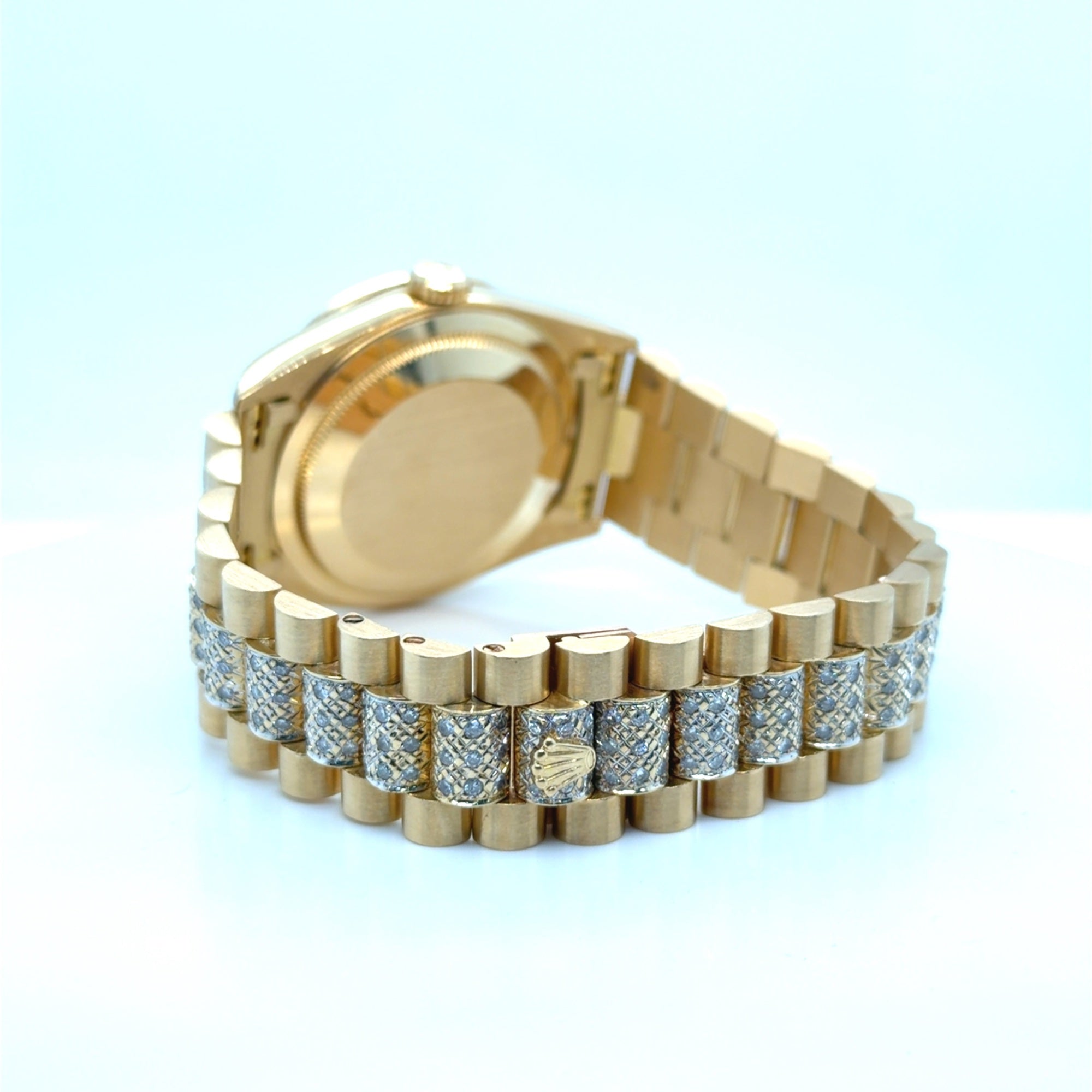 Rolex Day-Date 18238 18K Yellow Gold Custom Diamond Dial & Bezel 36mm