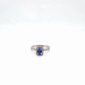 14K White Gold Tanzanite Diamond Halo Ring 1.17 ctw, Size 6.75