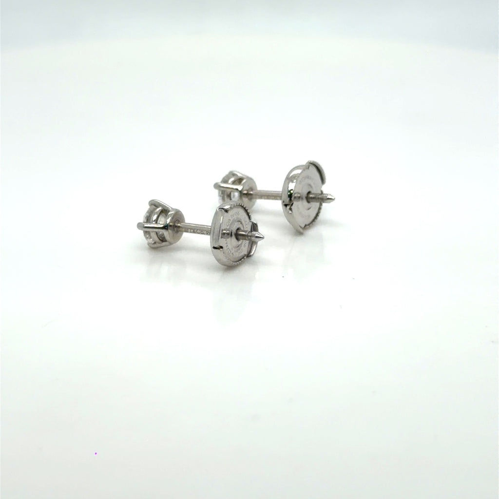 Tiffany & Co. Platinum Diamond Stud Earrings 0.60 ctw H VVS Certified (view 10)