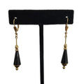 14K Yellow Gold Black Onyx Cone Drop Dangle Earrings Lever Back (view 1)
