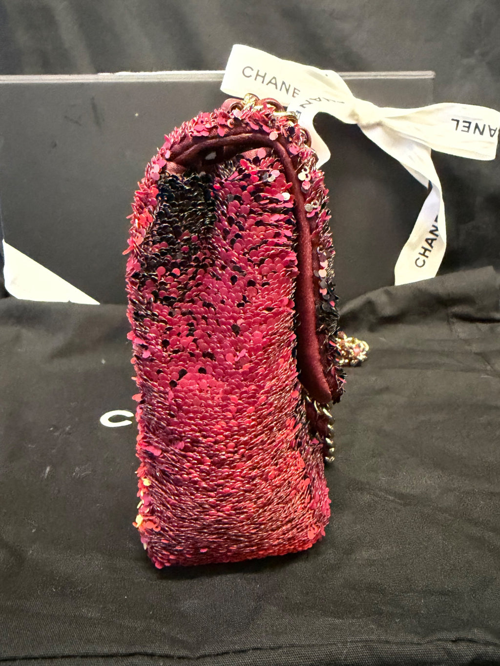 Chanel 23A Sunset Sequin Mini Flap Bag Multicolor Gold-Tone Hardware (view 3)