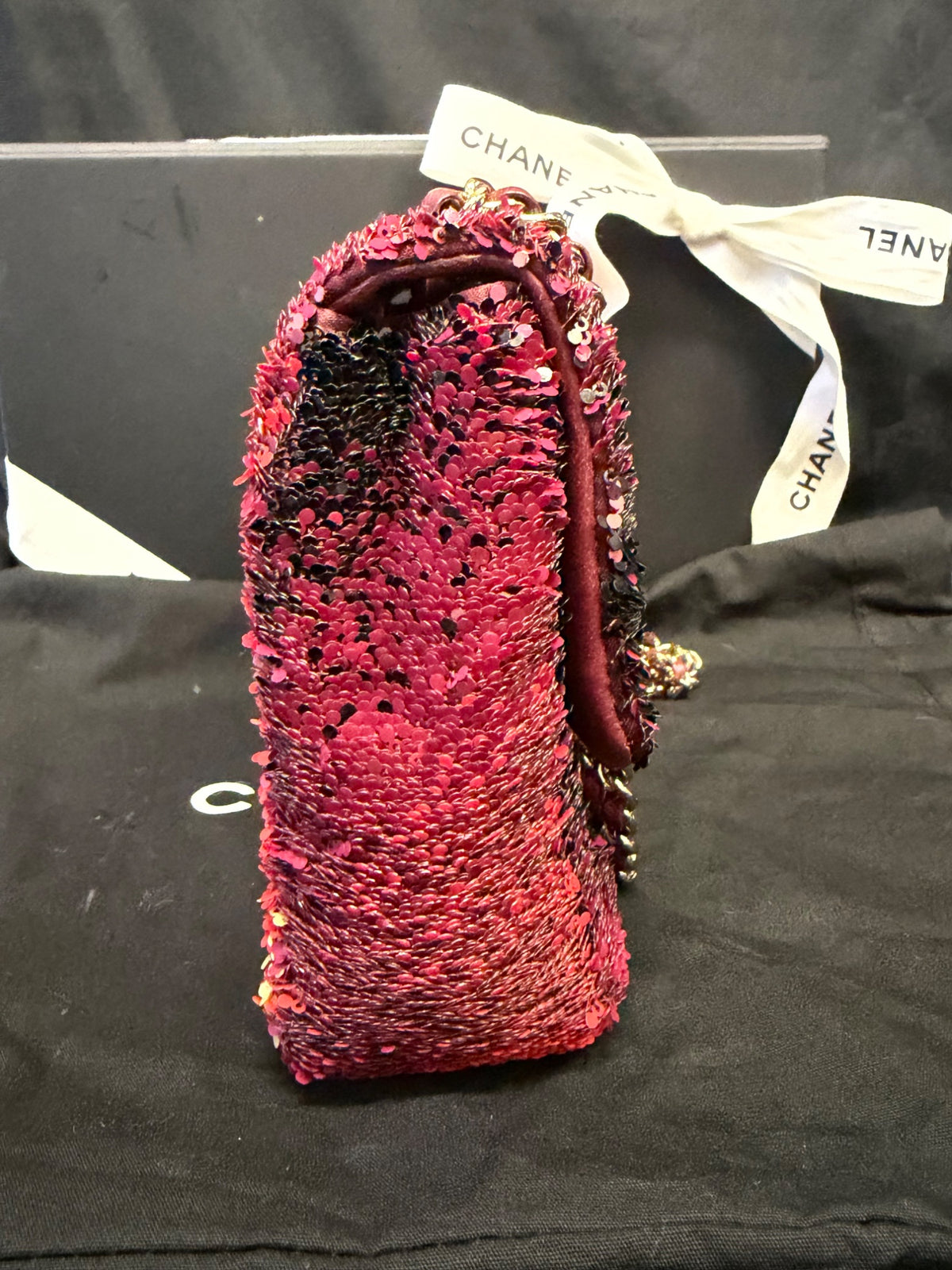 Chanel 23A Sunset Sequin Mini Flap Bag Multicolor Gold-Tone Hardware (view 3)