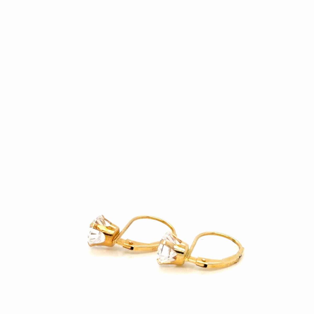 14k Yellow Gold Simulated Diamond Round Drop Earrings Leverback (view 2)