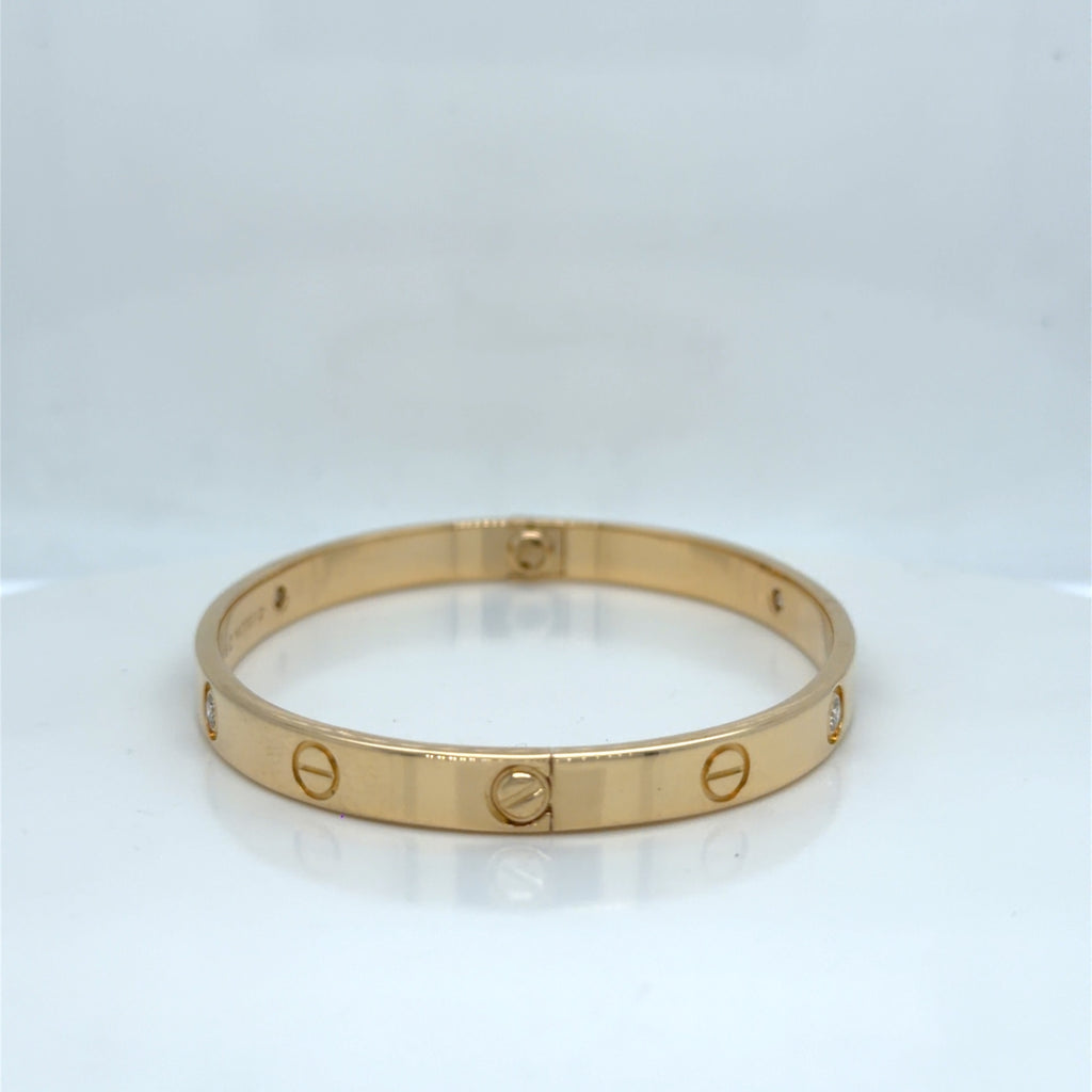 Cartier Love Bracelet 18k Yellow Gold 4 Diamond 0.48 ctw Size 18 (view 4)