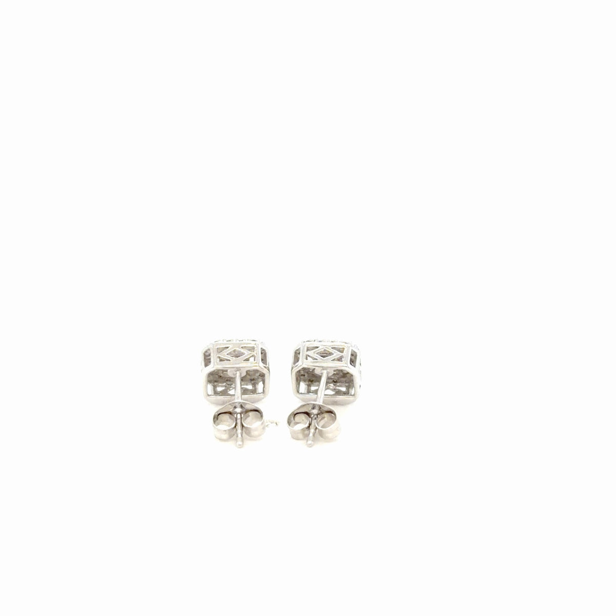 Diamond Halo Stud Earrings 10K White Gold 0.20 ctw Round Princess Cut (view 5)