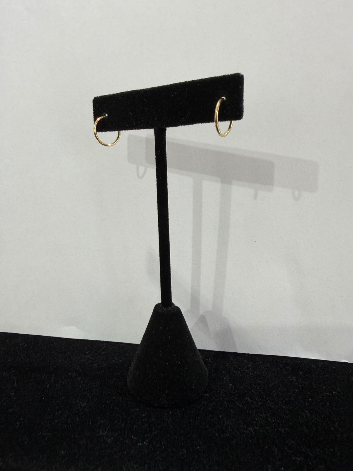 14K Yellow Gold Plain Hoop Earrings, Continuous Hoop, Minimalist (view 4)