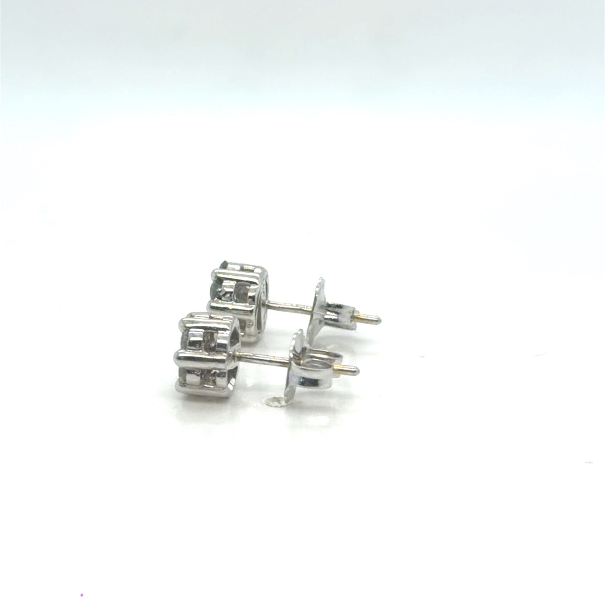 14K White Gold Natural Diamond Cluster Stud Earrings 0.53 ctw (view 2)