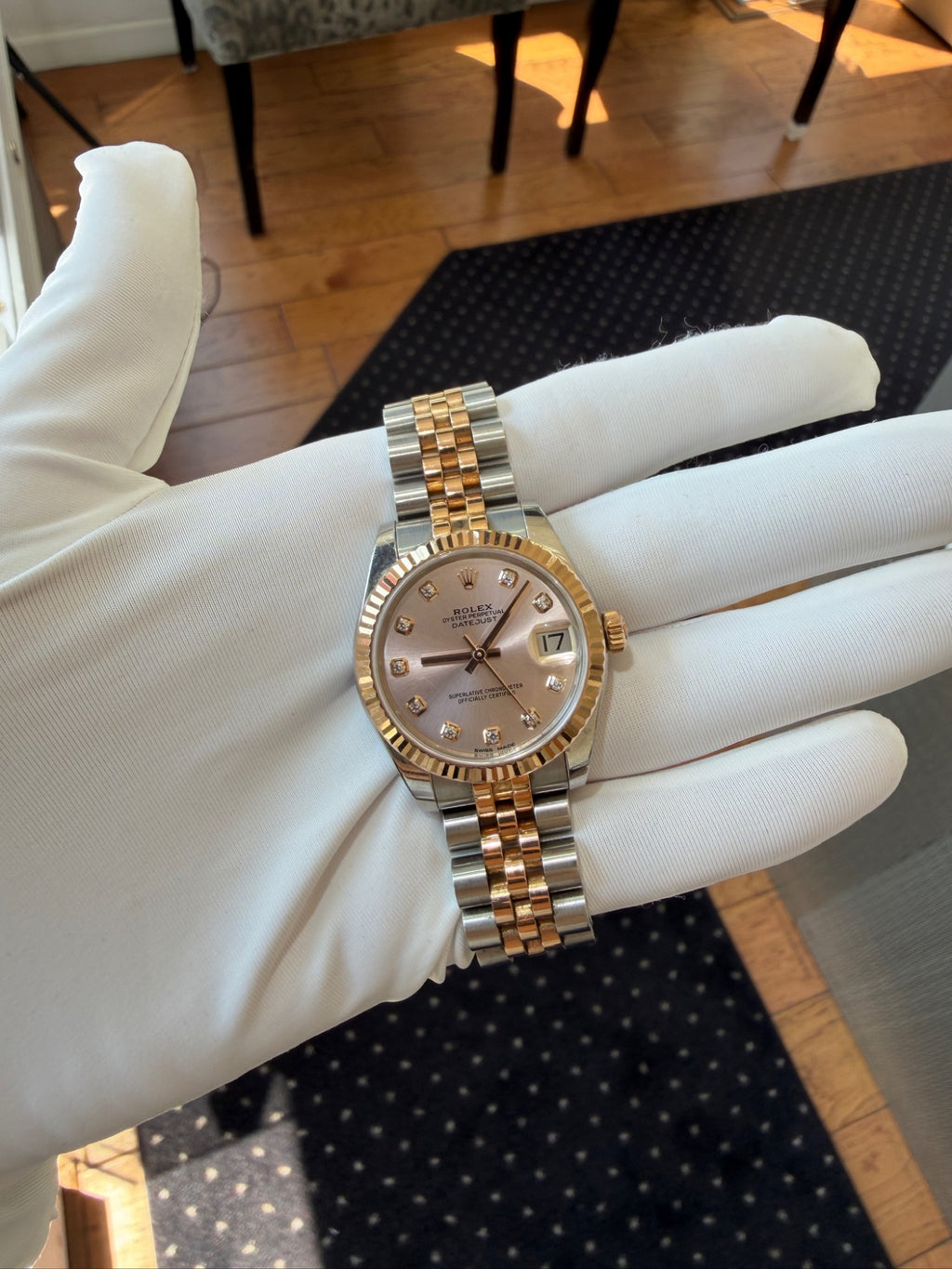 Rolex Datejust 31 178271 Two-Tone Rose Gold Pink Diamond Dial (view 2)