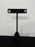 14k Yellow Gold Pink CZ Round Solitaire Stud Earrings, 2.26g