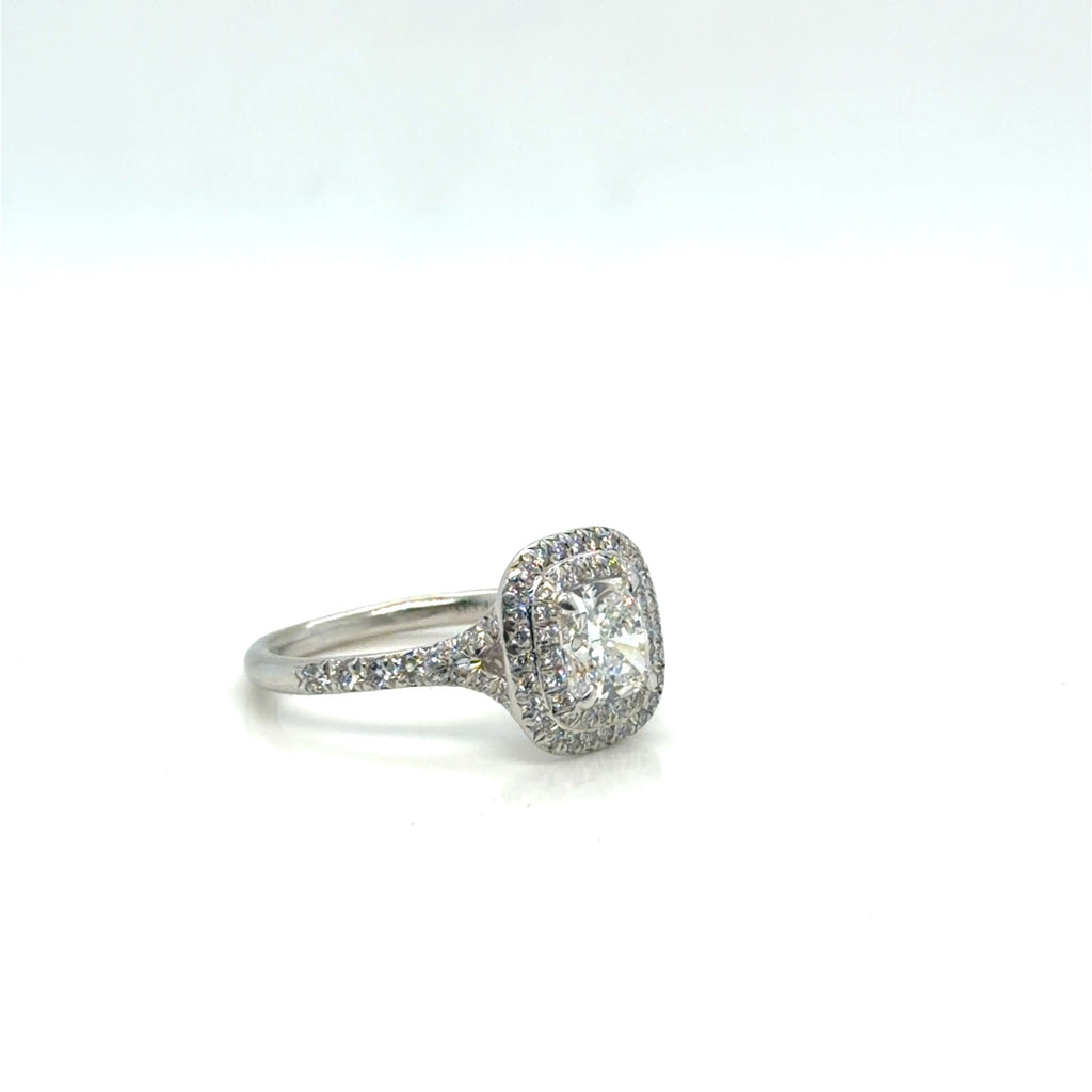 Tiffany & Co. Soleste Platinum Diamond Ring 0.98ct F VVS2 Cushion Sz 4.75 (view 3)