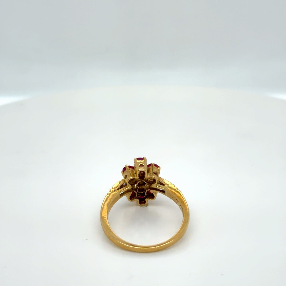 18K Yellow Gold Ruby Diamond Cocktail Ring, 0.52 ctw, Size 6.25 (view 4)