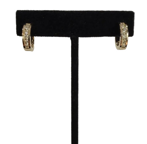 14K Yellow Gold Diamond Huggie Hoop Earrings 0.96 ctw I/SI2 (view 1)