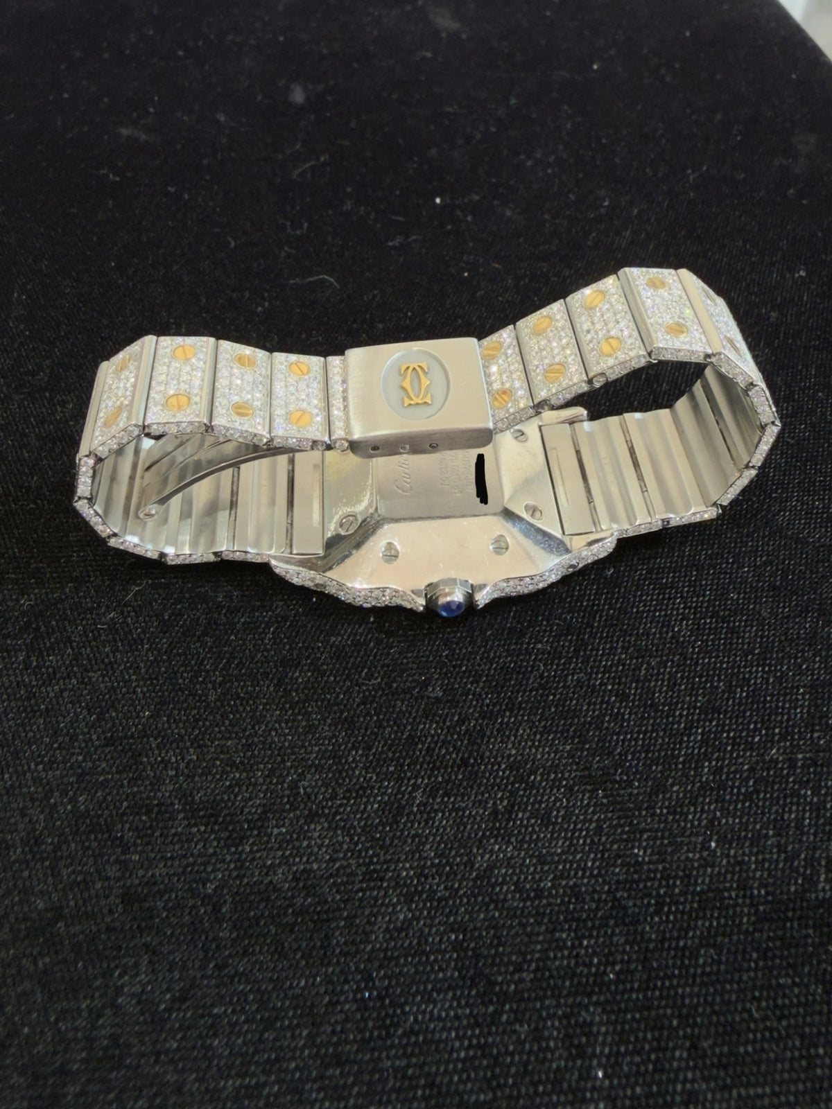 Cartier Santos Galbee Two-Tone Aftermarket Diamond Iced Out Watch (view 12)