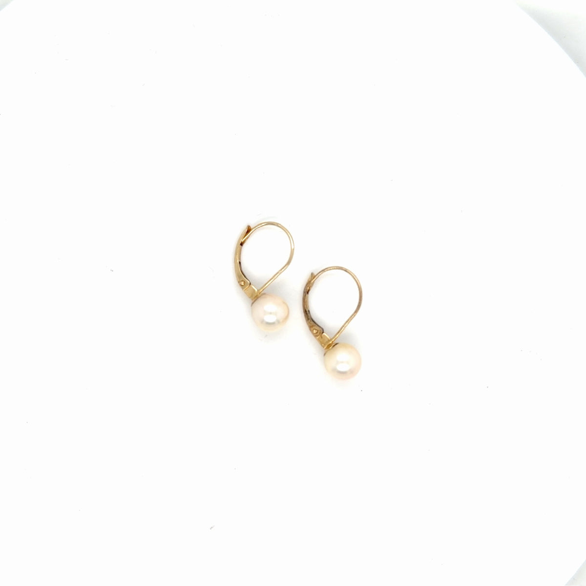 14K Yellow Gold Pearl Lever-Back Drop Earrings, 1.53g (view 2)