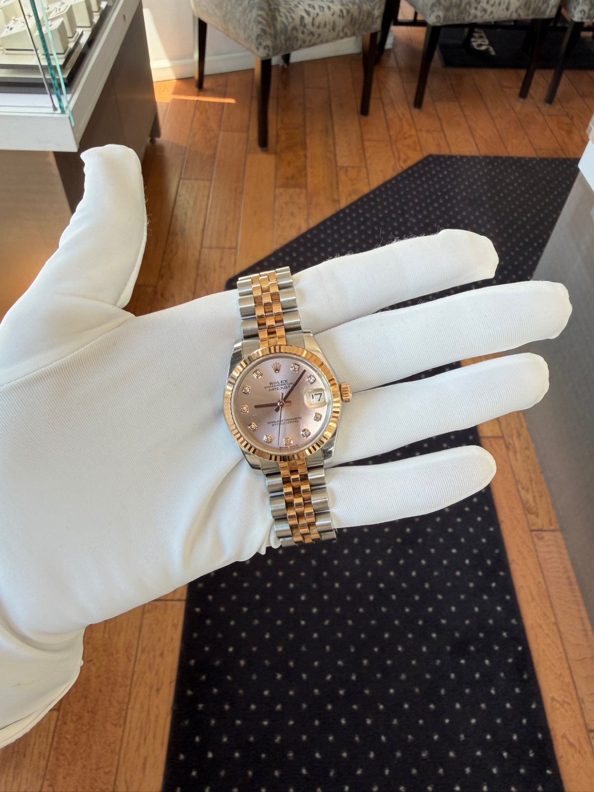 Rolex Datejust 31 178271 Two-Tone Rose Gold Pink Diamond Dial (view 12)