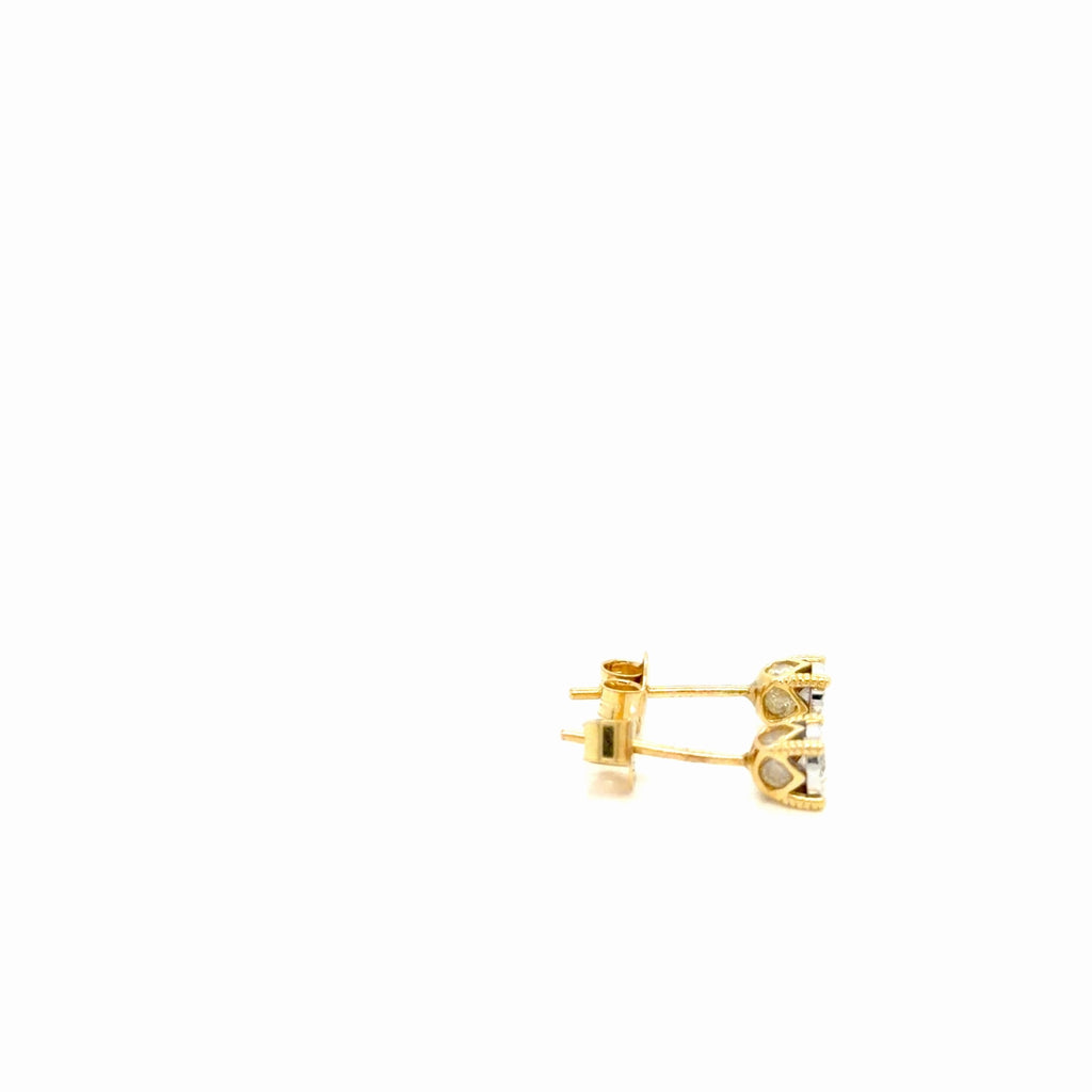 14K Yellow Gold Natural Diamond Stud Earrings 0.38 CTW Round J/I1 (view 3)
