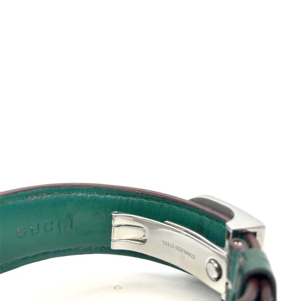 Gucci G-Timeless Automatic Green Malachite Bee Dial Leather Watch (view 8)