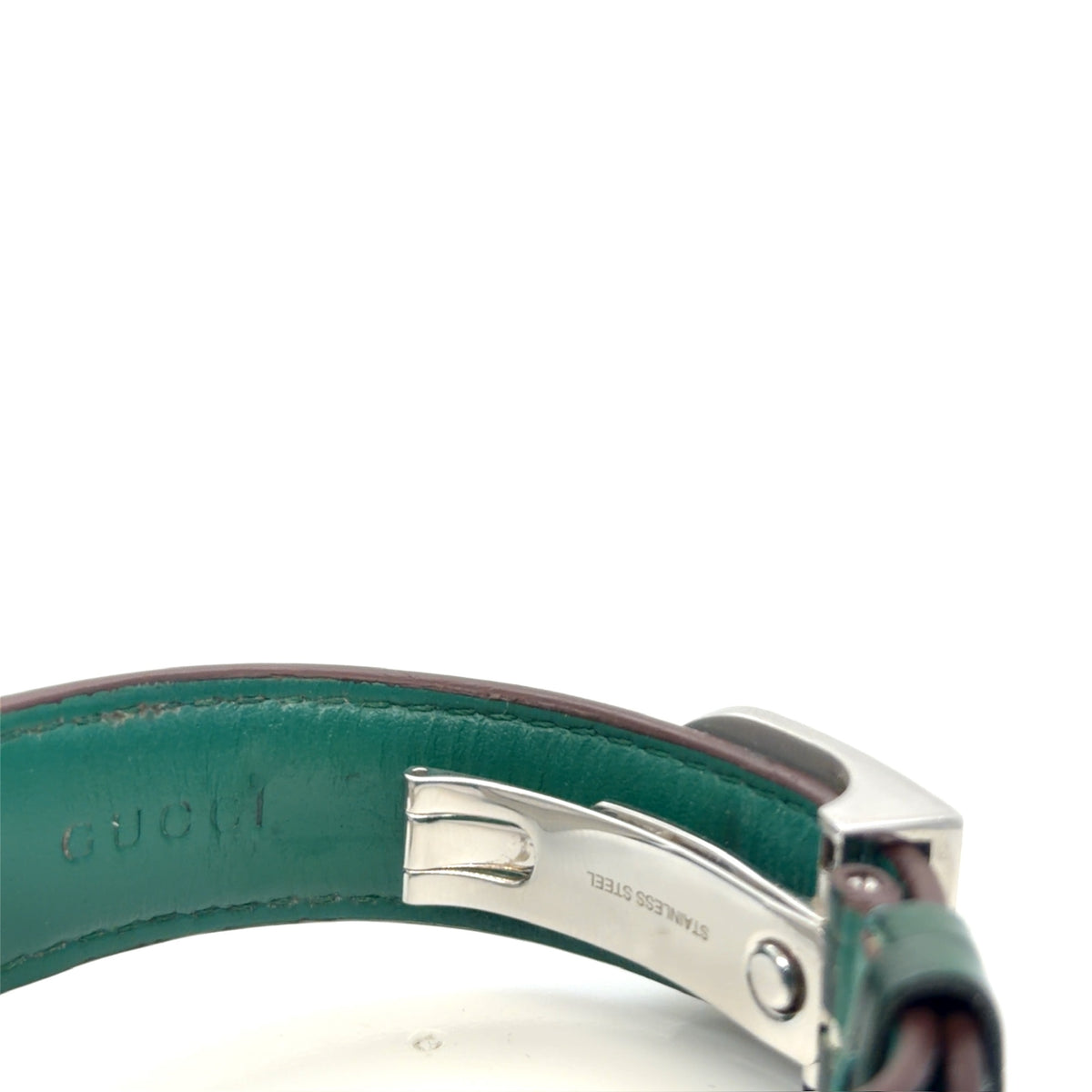 Gucci G-Timeless Automatic Green Malachite Bee Dial Leather Watch (view 8)