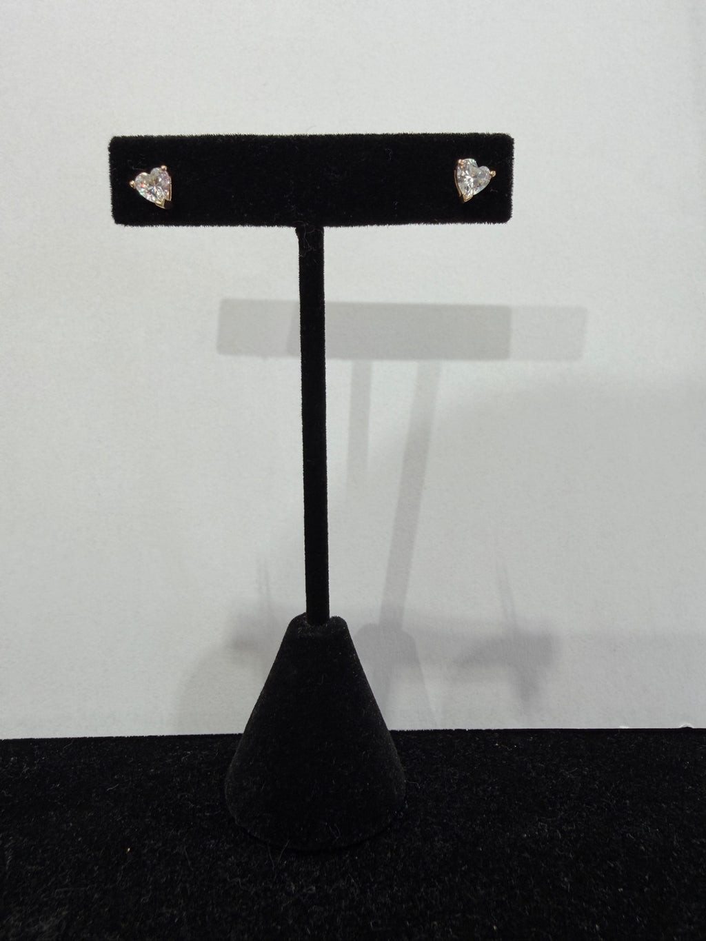 14K Yellow Gold Heart-Cut Cubic Zirconia Stud Earrings