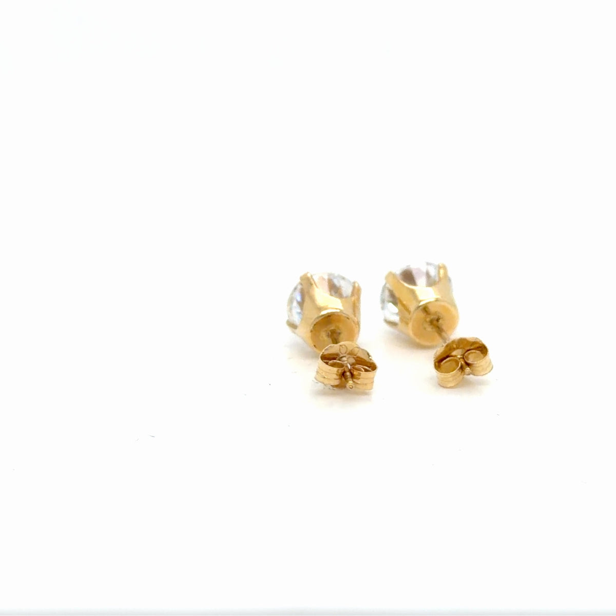 14K Yellow Gold Cubic Zirconia Round Solitaire Stud Earrings 1.52g (view 3)