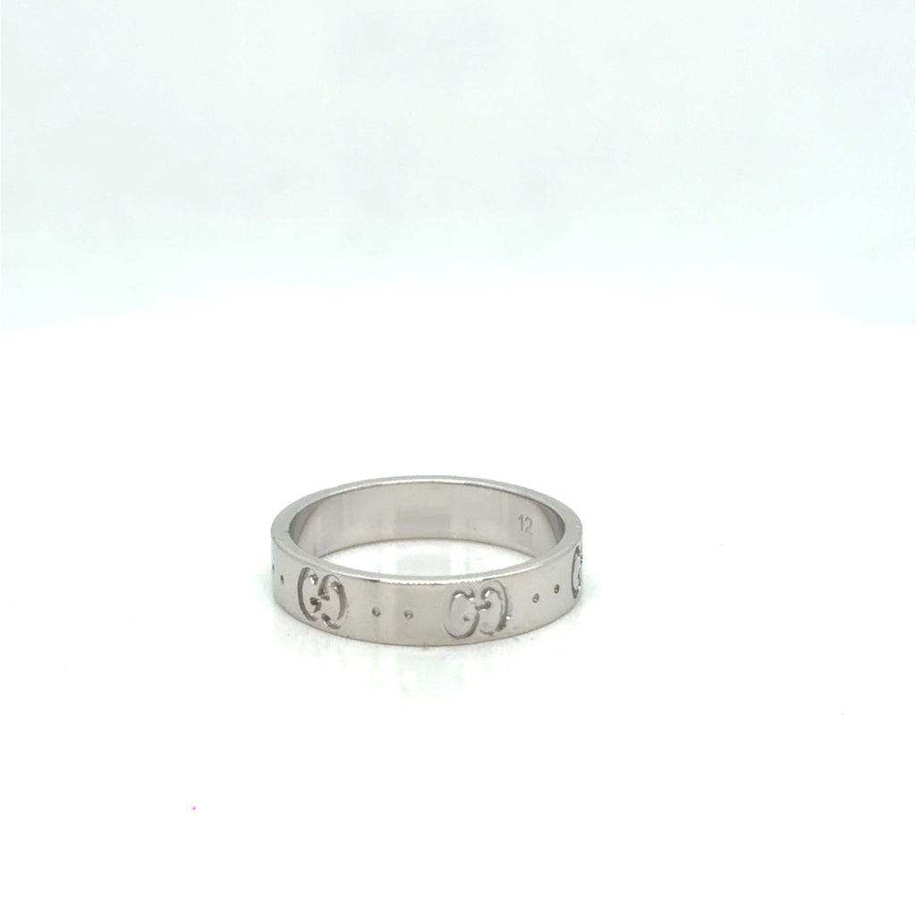 Gucci Icon Thin Band Ring 18K White Gold Size 5.75 (EU 12)