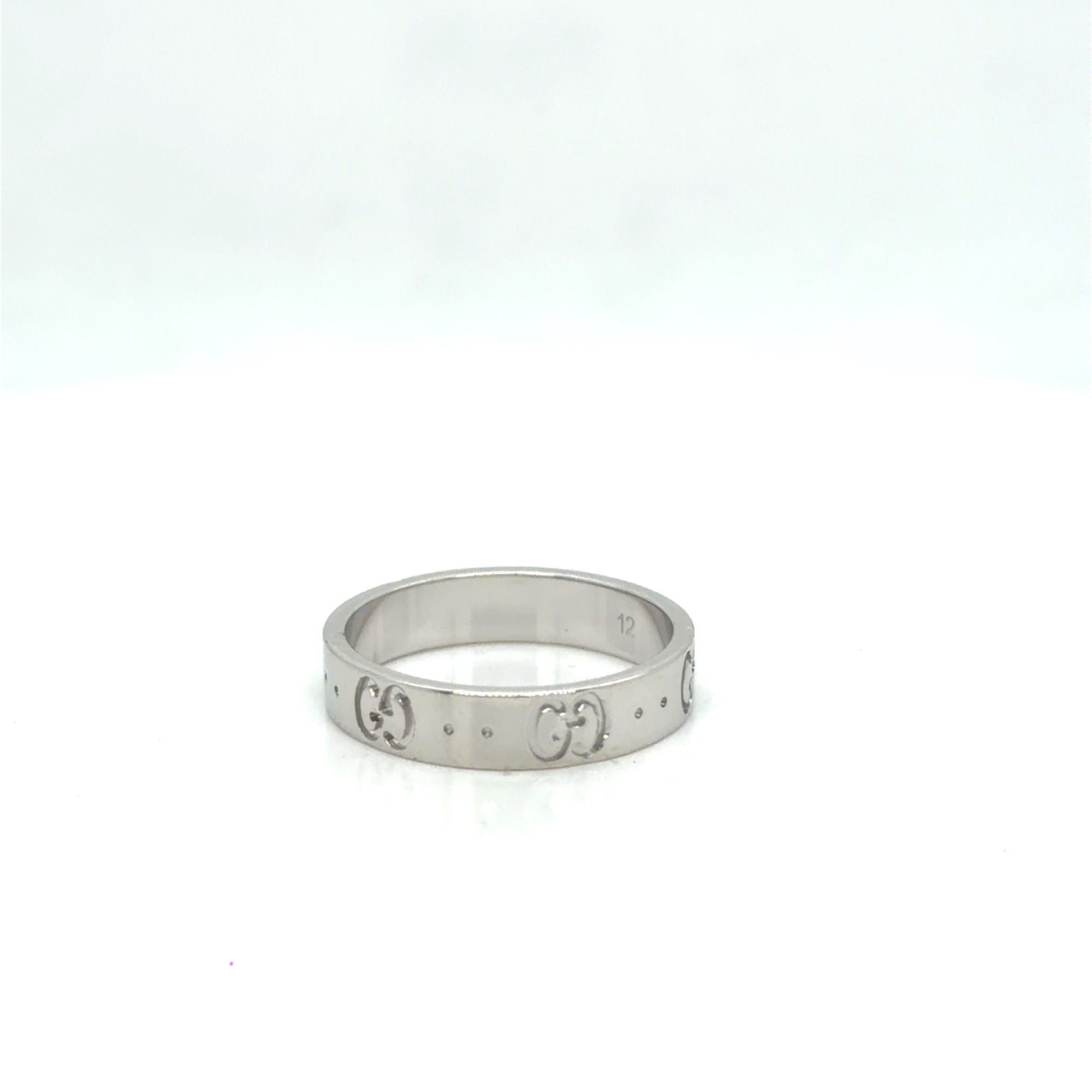 Gucci Icon Thin Band Ring 18K White Gold Size 5.75 (EU 12)