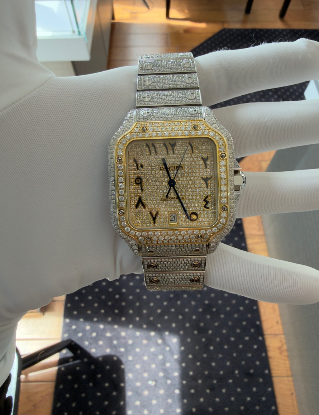 Cartier Santos 40mm Diamond Iced Out Automatic Watch WSSA0018 Box Papers (view 14)