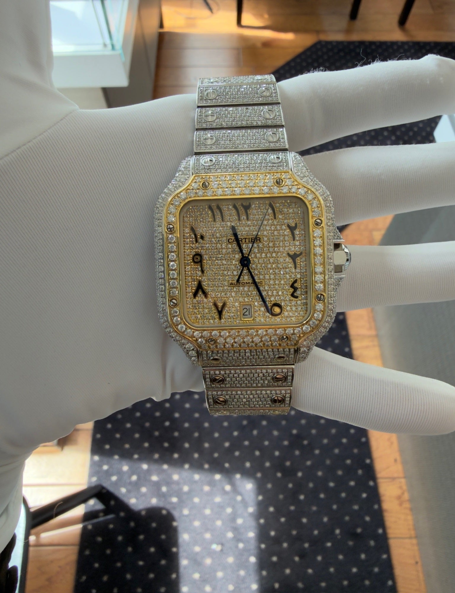 Cartier Santos 40mm Diamond Iced Out Automatic Watch WSSA0018 Box Papers (view 14)