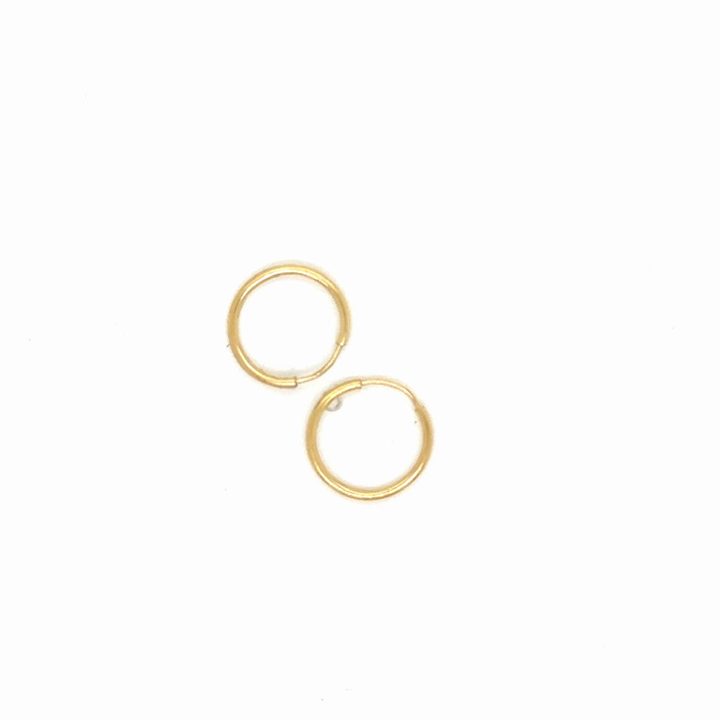 14K Yellow Gold Plain Hoop Earrings, Continuous Hoop, Minimalist
