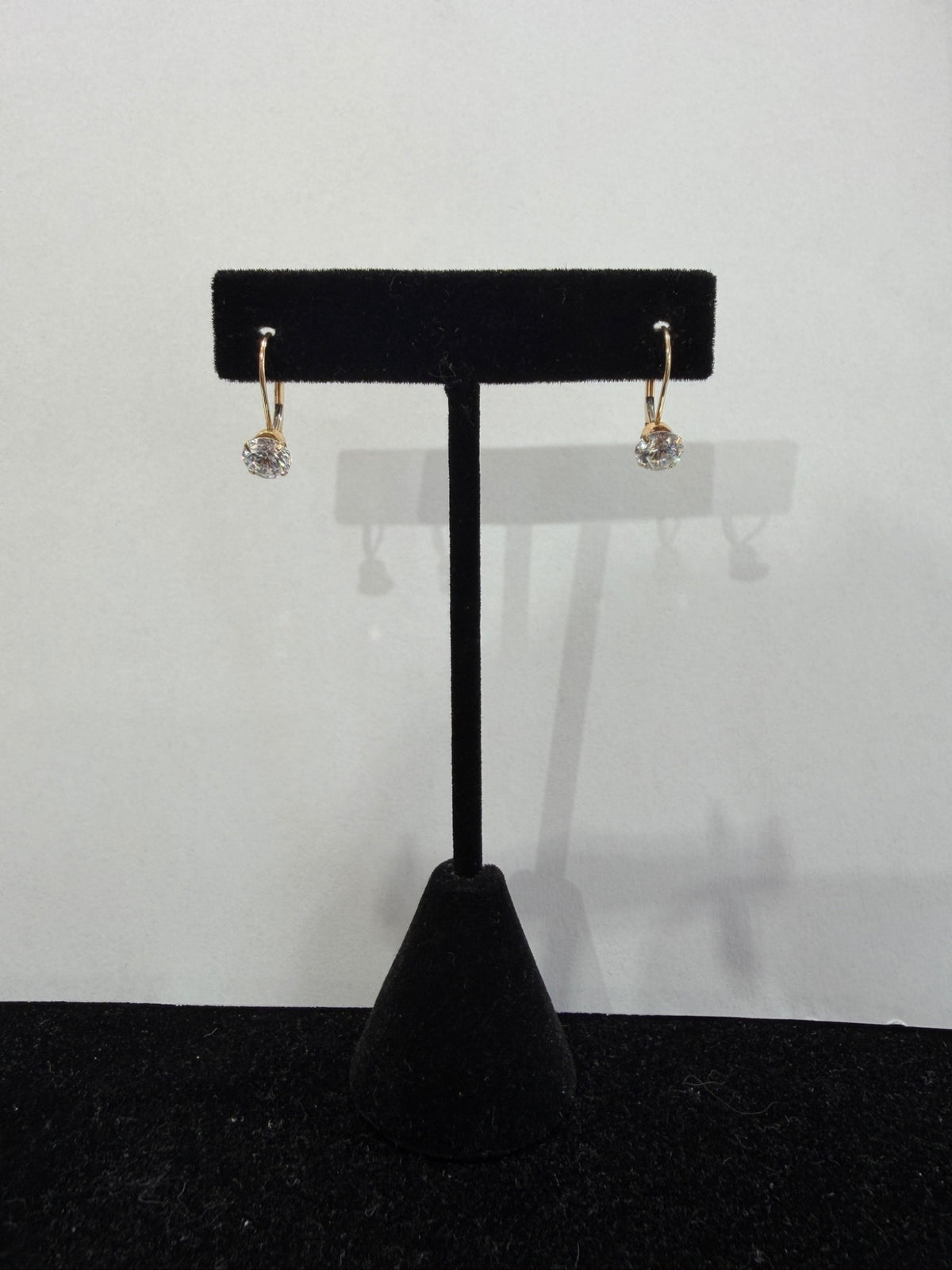 14k Yellow Gold Simulated Diamond Round Drop Earrings Leverback