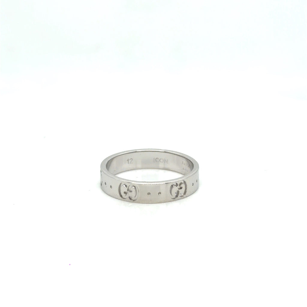Gucci Icon Thin Band Ring 18K White Gold Size 5.75 (EU 12)