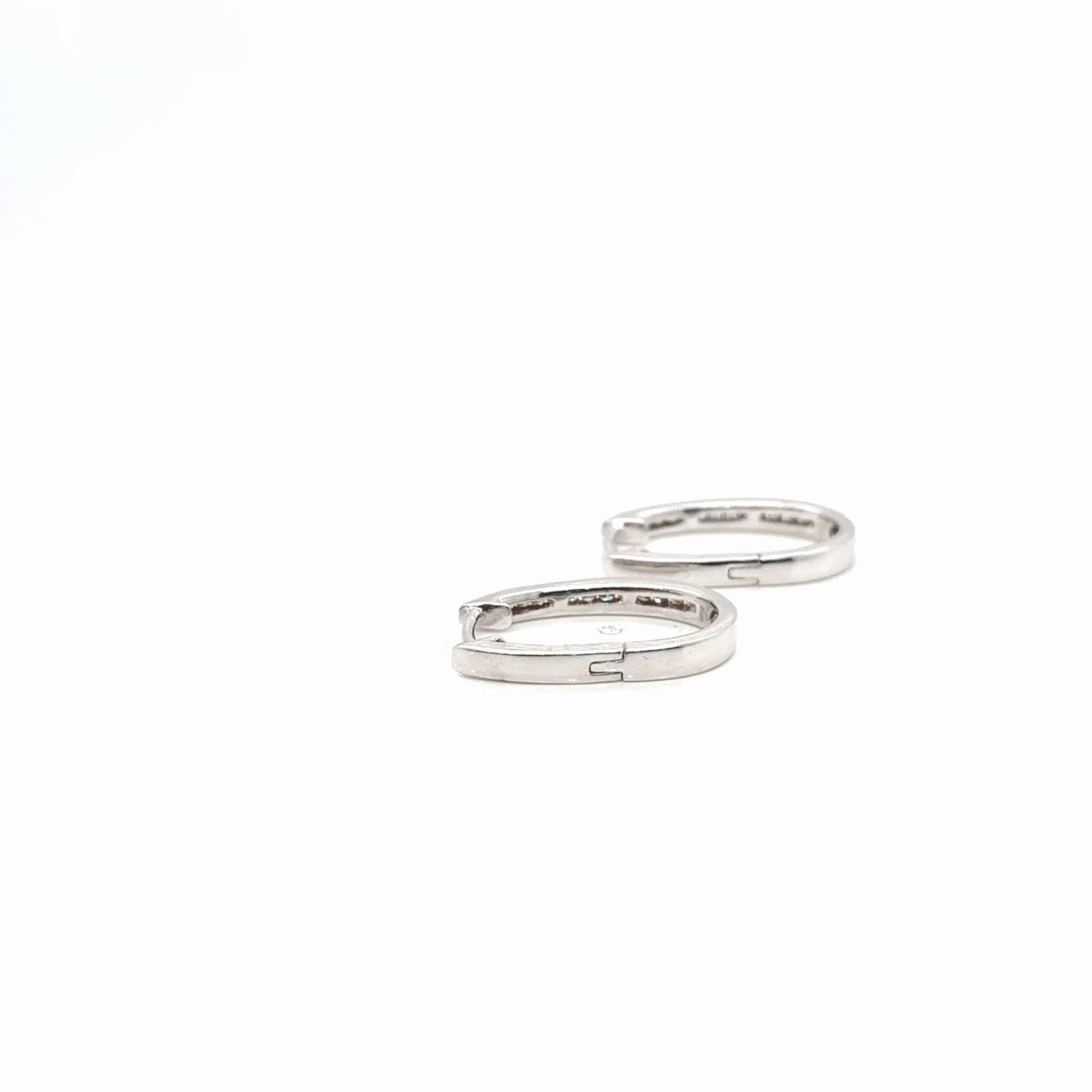 Diamond Hoop Earrings 10K White Gold 0.32 ctw Channel-Set Huggie (view 4)