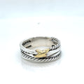 David Yurman Crossover Ring Sterling Silver 18k Gold Two-Tone Size 6.75