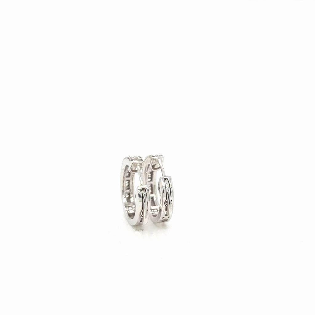 14K White Gold Natural Diamond Huggie Hoop Earrings 0.50 CTW I/I1 (view 4)