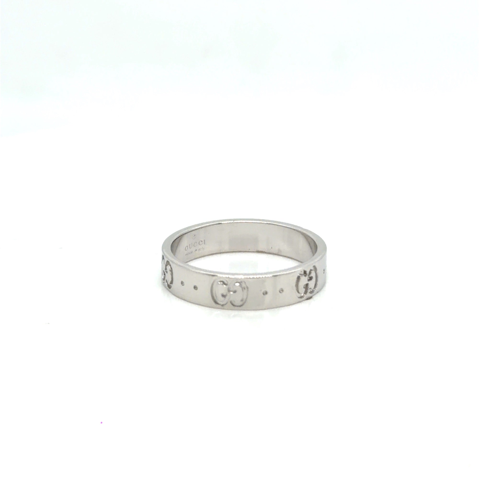 Gucci Icon Thin Band Ring 18K White Gold Size 5.75 (EU 12)