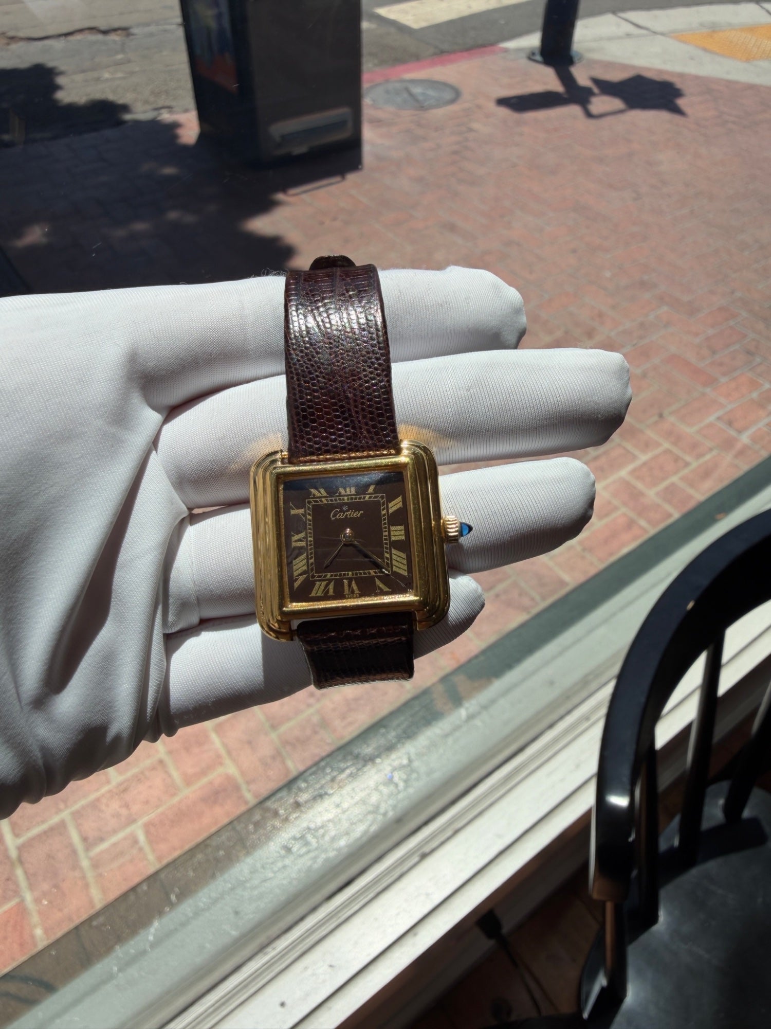 Cartier Tank Must Stepped Pre-Must Watch 18k Gold Plate Ref. 5512117 (view 12)