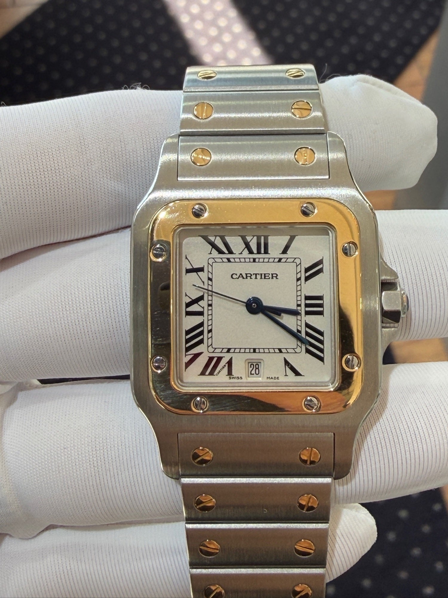 Cartier Santos Galbee Two-Tone Steel 18k Gold Watch Ref. 1566 28mm