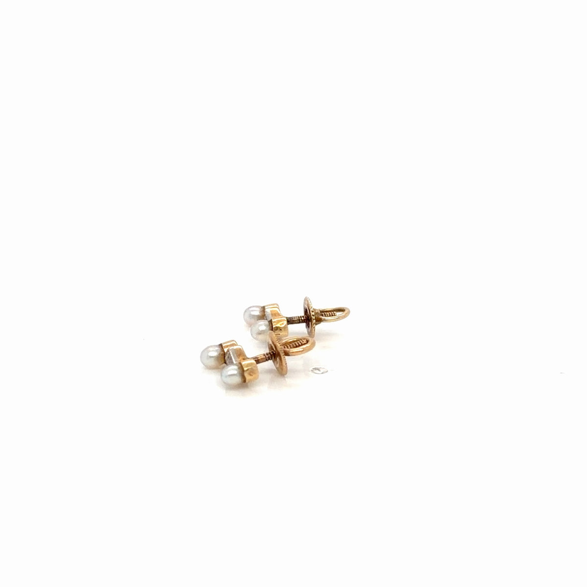 10K Yellow Gold Pearl Diamond Accent Screw-Back Earrings (view 3)