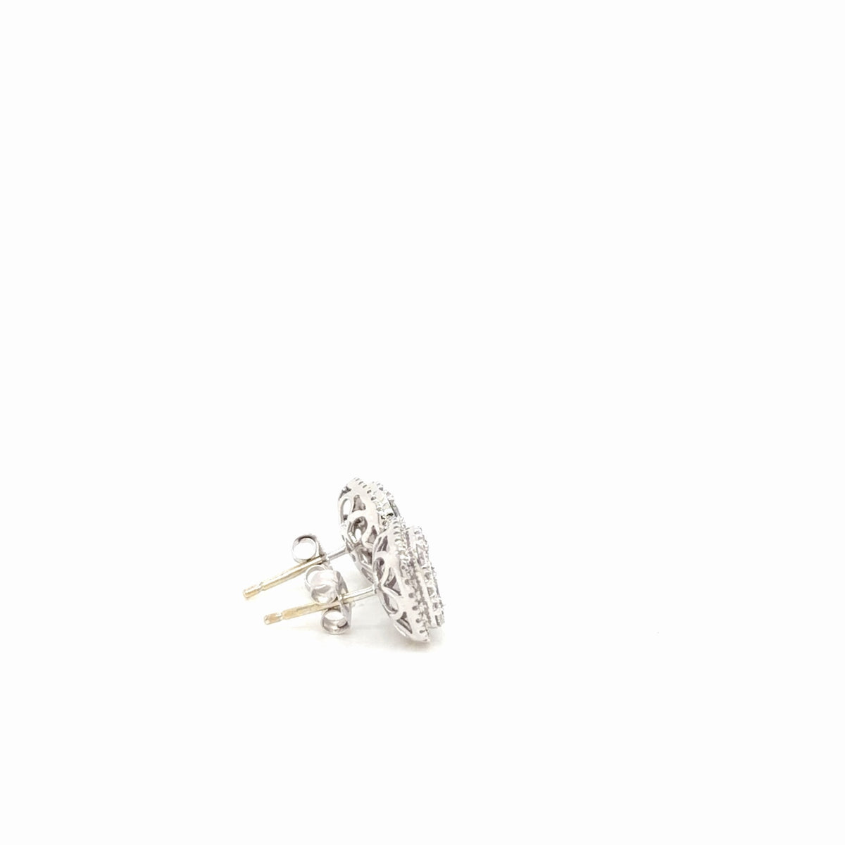 14K White Gold Natural Diamond Cluster Halo Stud Earrings 1.50 ctw (view 2)