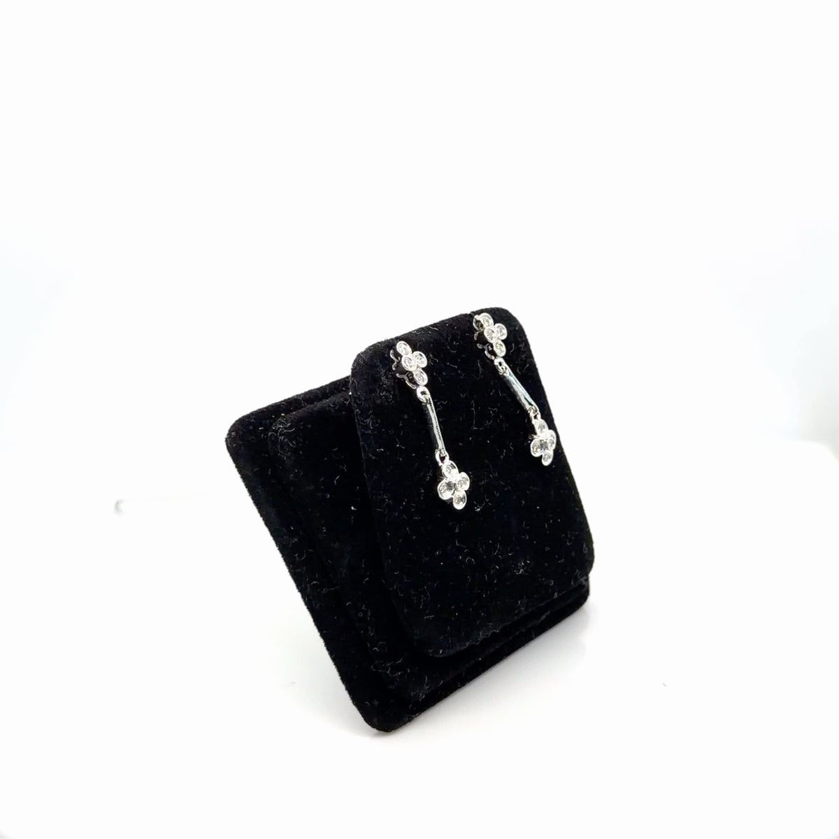 Diamond Drop Earrings 14K White Gold 0.20 Ctw Flower Dangle (view 2)