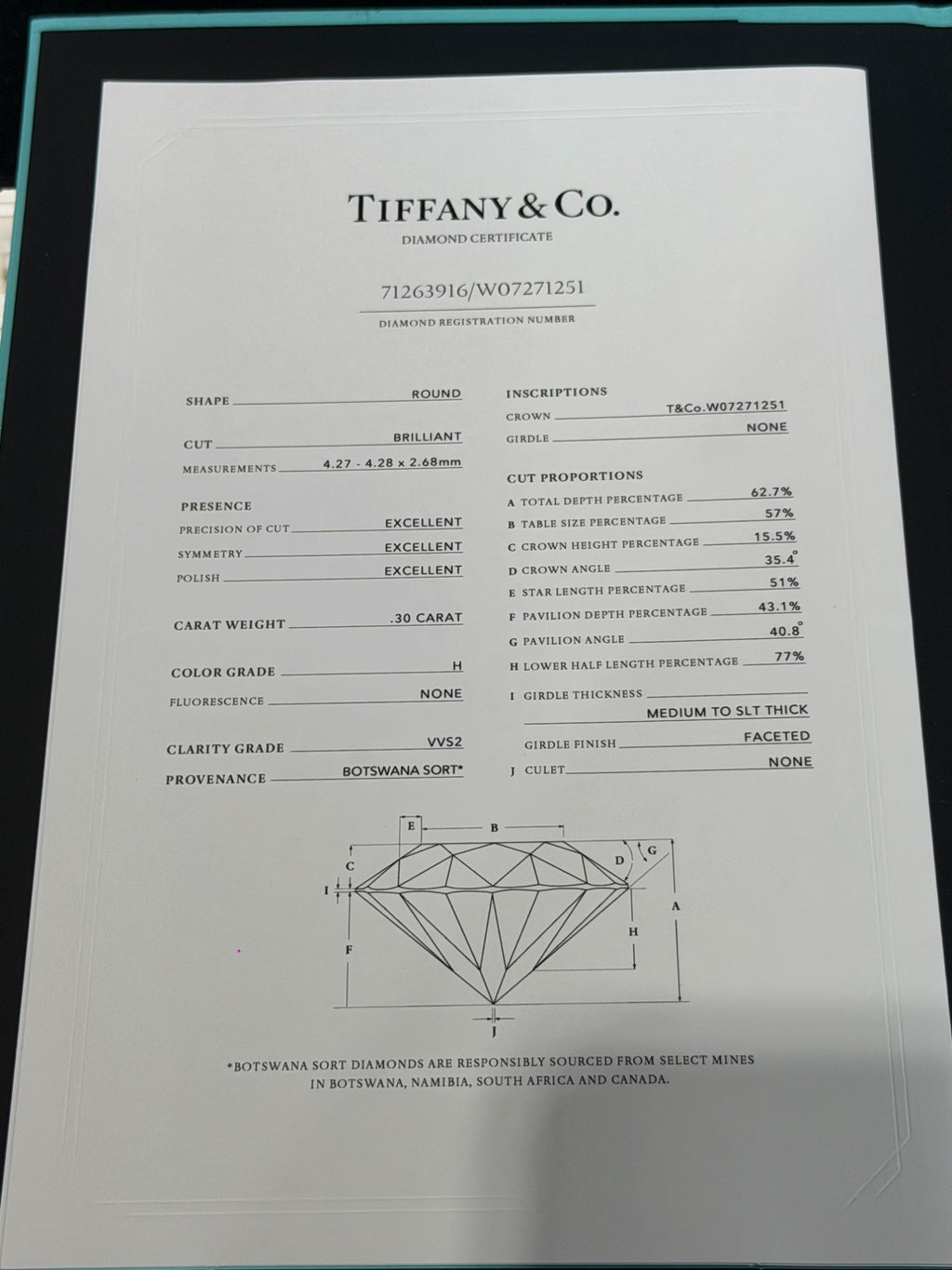 Tiffany & Co. Platinum Diamond Stud Earrings 0.60 ctw H VVS Certified (view 2)