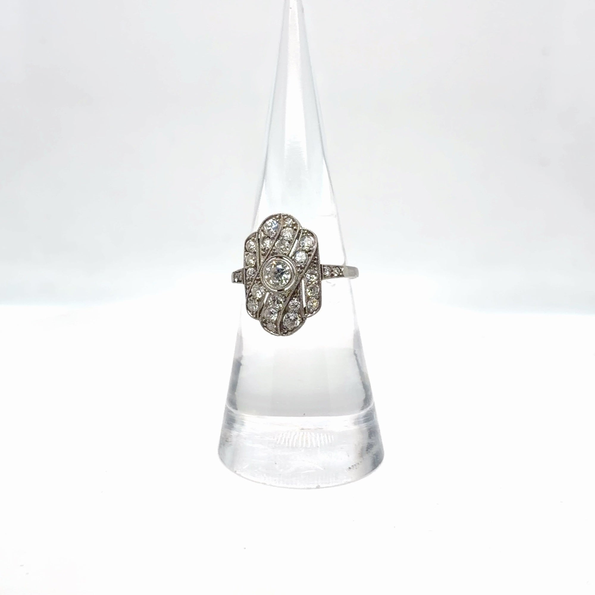 Platinum 950 Diamond Ring 1.12 ctw Old European Cut Vintage Size 6