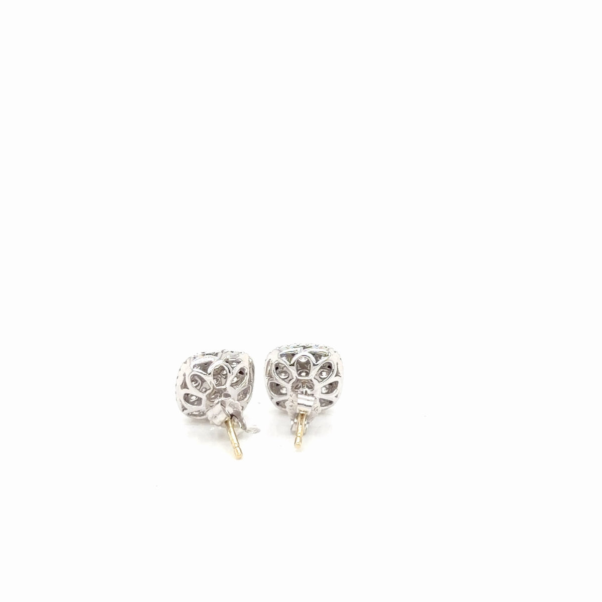14K White Gold Natural Diamond Cluster Halo Stud Earrings 1.50 ctw (view 3)