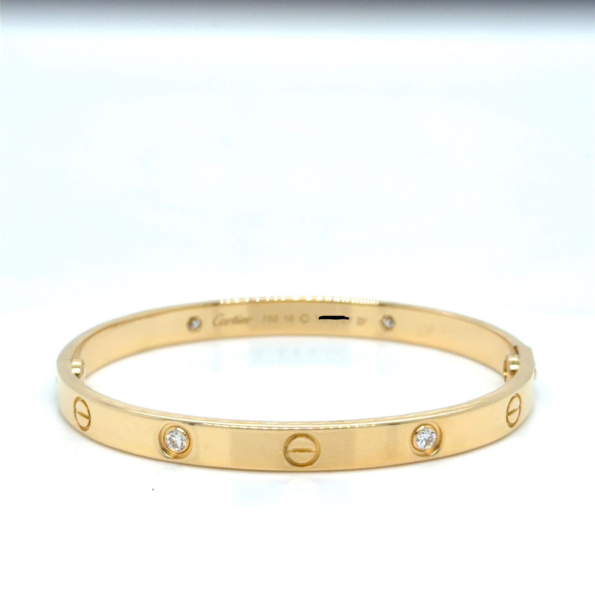 Cartier Love Bracelet 18k Yellow Gold 4 Diamond 0.48 ctw Size 18 (view 3)