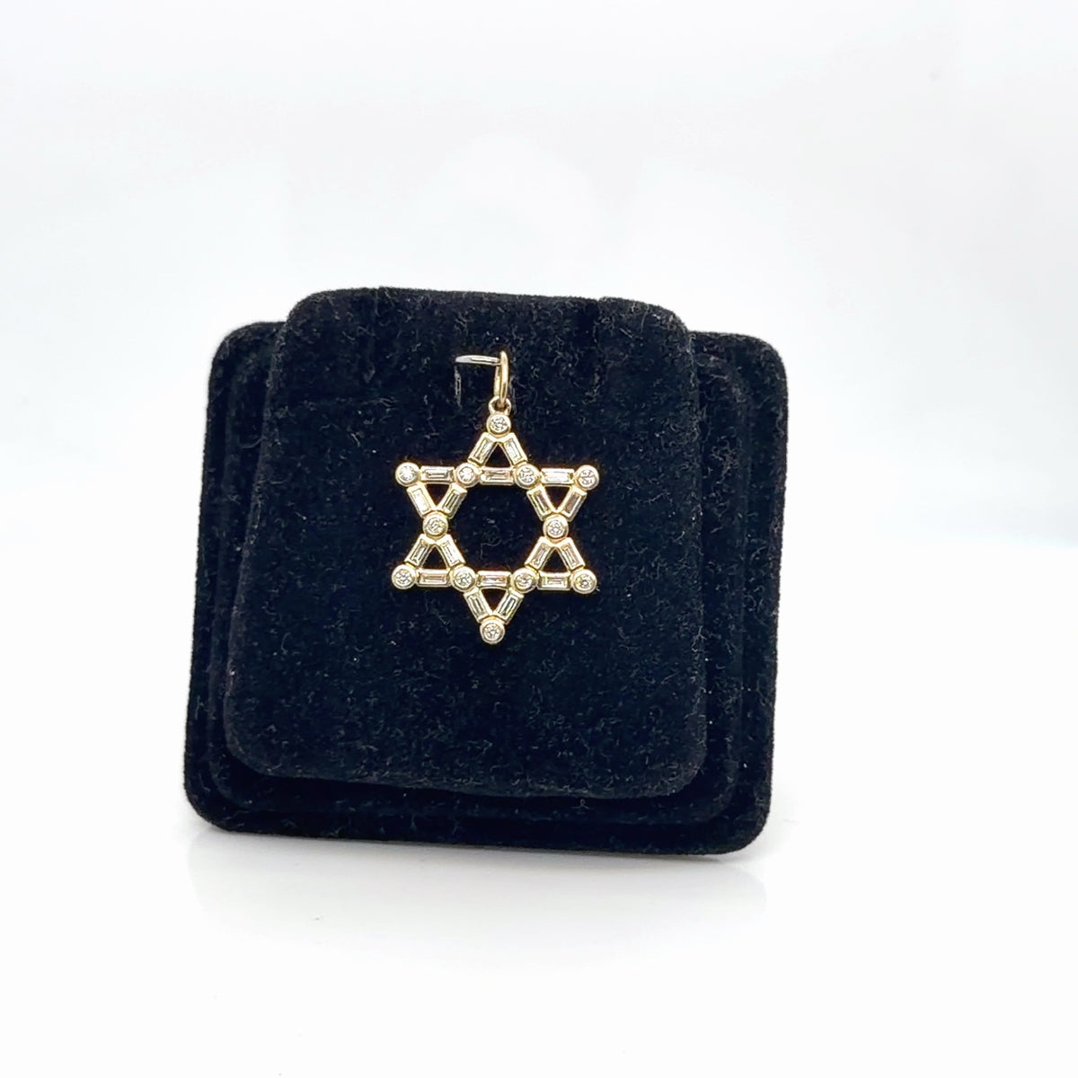 14K Yellow Gold Diamond Star of David Pendant 0.39 ctw Natural G VS