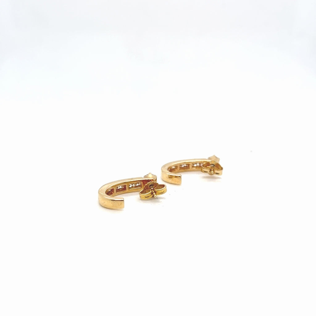 14K Yellow Gold Diamond Hoop Earrings 0.70 ctw H SI/VS Channel Prong Set (view 4)