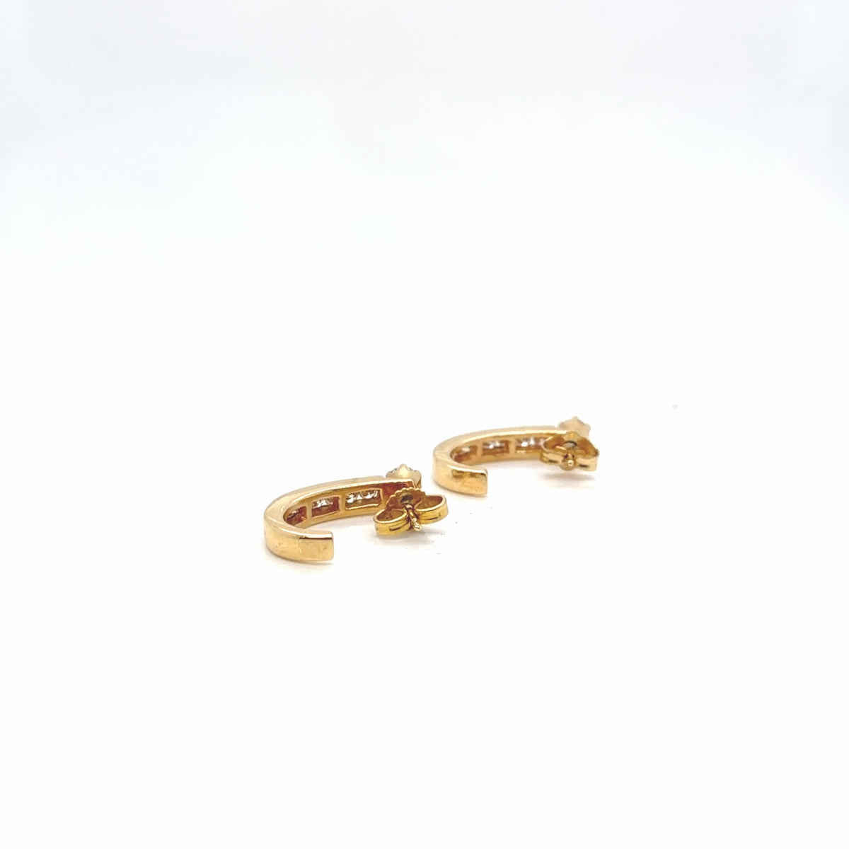 14K Yellow Gold Diamond Hoop Earrings 0.70 ctw H SI/VS Channel Prong Set (view 4)